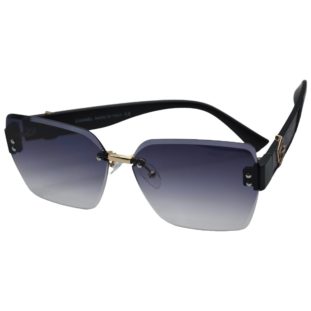 Chanel Women’s Rimless Sunglasses | Black/Purple Frame | Gray Gradient Lens - Picture 11 of 12